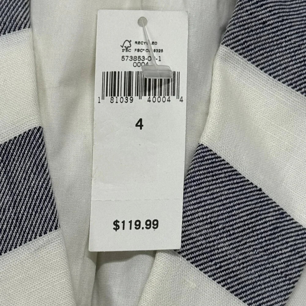 Banana‎ Republic Blazer Womens Sz 4 Gray Stripe NWT Linen Blend Career Work